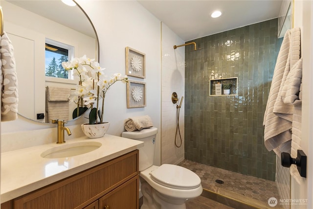 1831 201st Pl SW, Lynnwood, WA 98036 - bathroom featuring vanity, a tile shower, and recessed lighting