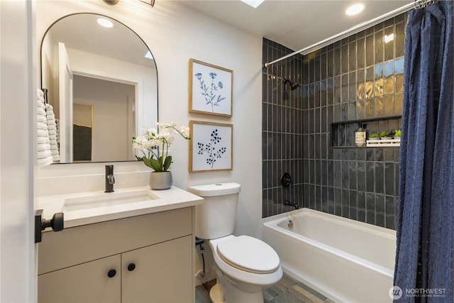 1831 201st Pl SW, Lynnwood, WA 98036 - bathroom featuring vanity, shower / tub combo, and recessed lighting