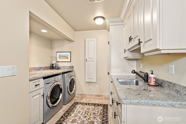 24635 8th Ave S, Des Moines, WA 98198 - washroom with washer and clothes dryer and cabinet space