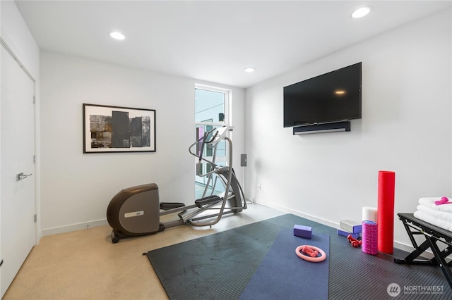 7734 Seward Park Ave S, Seattle, WA 98118 - workout room with recessed lighting, baseboards, and carpet floors