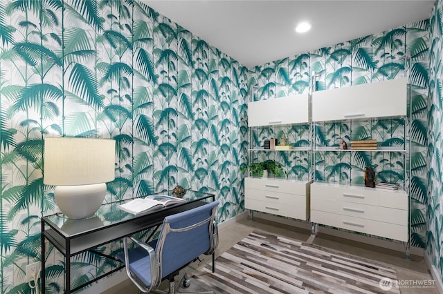 7734 Seward Park Ave S, Seattle, WA 98118 - office space with wallpapered walls, recessed lighting, and baseboards