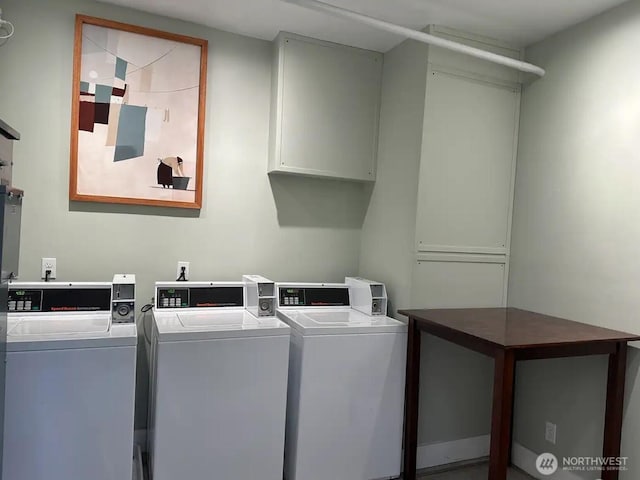 250 Tucker Ave Unit 25, Friday Harbor, WA 98250 - washroom with cabinet space and washer and dryer