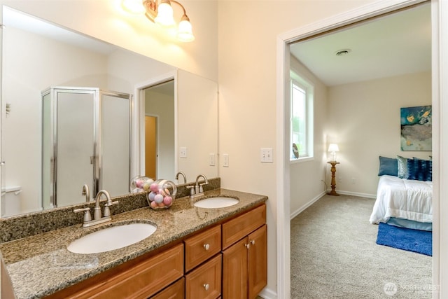 161 Malinka Ln, Chehalis, WA 98532 - full bath with a shower stall, double vanity, baseboards, and ensuite bathroom