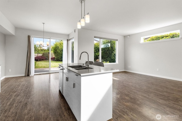4720 Spring Vista Way, Bellingham, WA 98226 - kitchen with a sink, dark wood-style floors, a center island with sink, and dishwasher