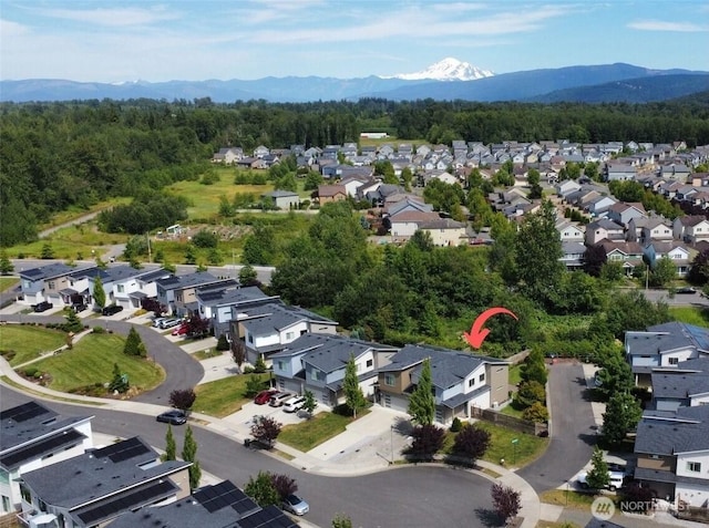 4720 Spring Vista Way, Bellingham, WA 98226 - aerial view of residential area with a mountain backdrop and a forest