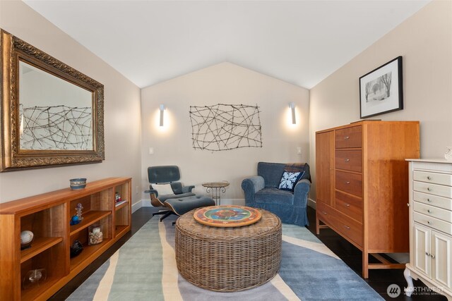 7342 Huckleberry Rd NW, Olympia, WA 98502 - living area with vaulted ceiling and baseboards