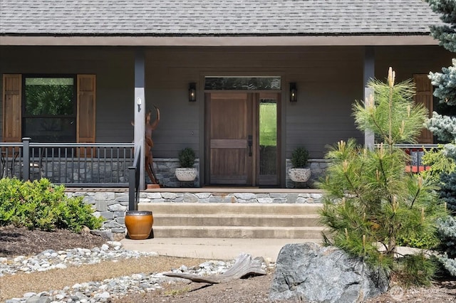 381 Pebble Beach Dr, Cle Elum, WA 98922 - doorway to property with roof with shingles and covered porch