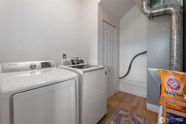2707 Angel Ln, East Wenatchee, WA 98802 - washroom with separate washer and dryer and light wood-style flooring