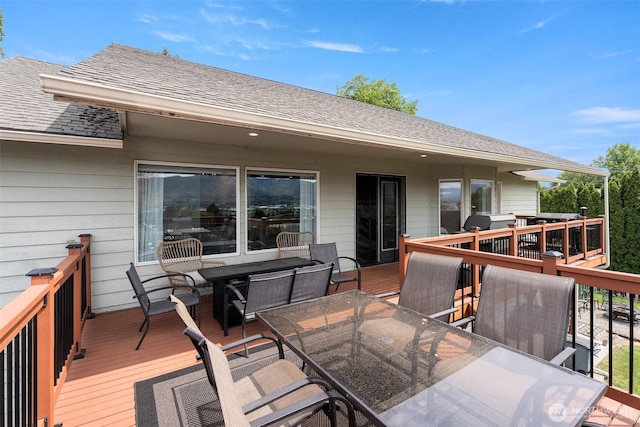 2707 Angel Ln, East Wenatchee, WA 98802 - wooden terrace featuring outdoor dining area
