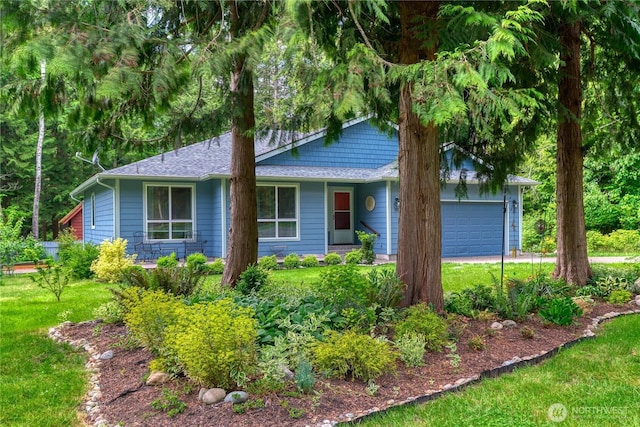 157 Northwood Dr, Point Roberts, WA 98281 - ranch-style house with an attached garage and a front yard