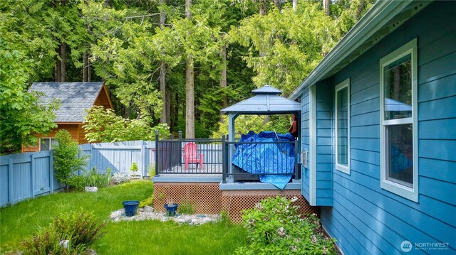 157 Northwood Dr, Point Roberts, WA 98281 - view of yard with a gazebo, fence, and a wooden deck