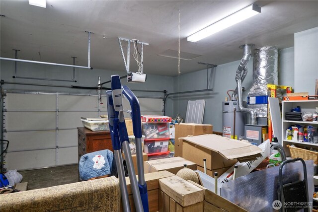 157 Northwood Dr, Point Roberts, WA 98281 - garage with strapped water heater and a garage door opener