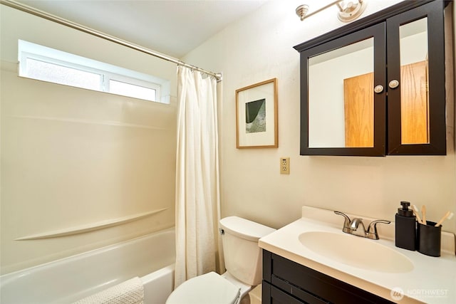 9514 Sand Point Way NE, Seattle, WA 98115 - bathroom with toilet, vanity, and shower / tub combo with curtain