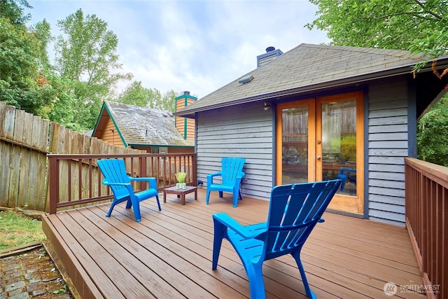 9514 Sand Point Way NE, Seattle, WA 98115 - wooden deck featuring french doors and fence