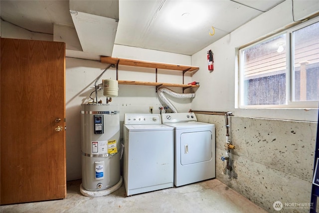 9514 Sand Point Way NE, Seattle, WA 98115 - clothes washing area featuring water heater and washing machine and dryer