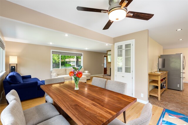 229 S 171st St, Burien, WA 98148 - dining space with recessed lighting, ceiling fan, and baseboards