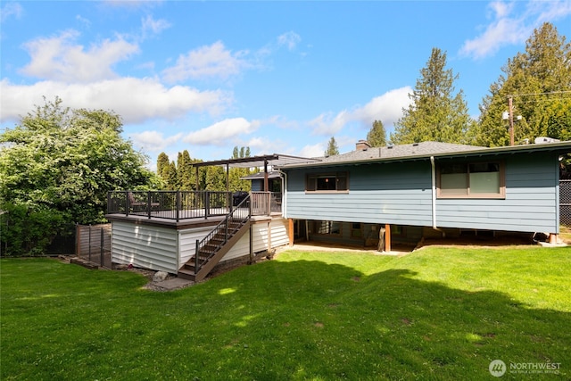 229 S 171st St, Burien, WA 98148 - rear view of property with stairs, a deck, and a yard
