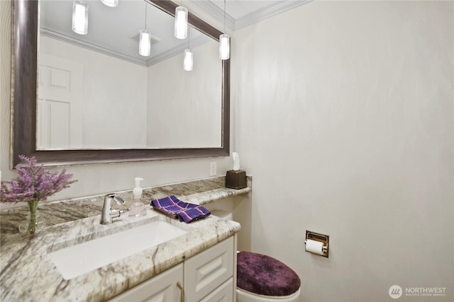 2601 59th St SW, Everett, WA 98203 - half bathroom with crown molding, vanity, and toilet
