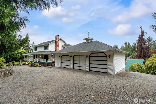 4217 Lakeridge Dr E, Lake Tapps, WA 98391 - view of front facade featuring a porch, an attached garage, a shingled roof, and fence