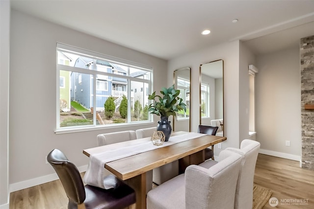 16001 1st Ave NE, Duvall, WA 98019 - dining space featuring light wood-style flooring, baseboards, and recessed lighting