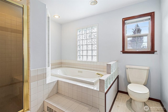 16915 32nd Ave E, Tacoma, WA 98446 - full bath with toilet, a garden tub, a stall shower, and recessed lighting