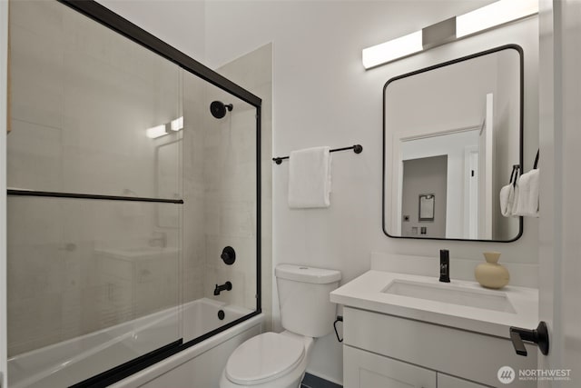 1050C S Donovan St, Seattle, WA 98108 - bathroom with vanity, shower / bath combination with glass door, and toilet