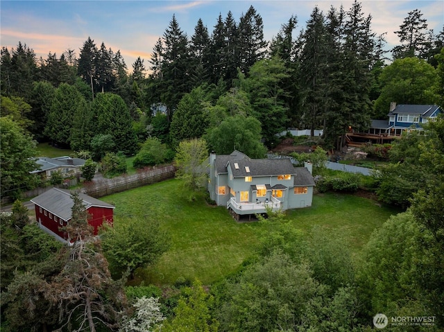 8484 NE County Park Rd, Bainbridge Island, WA 98110 - aerial view at dusk of a view of trees