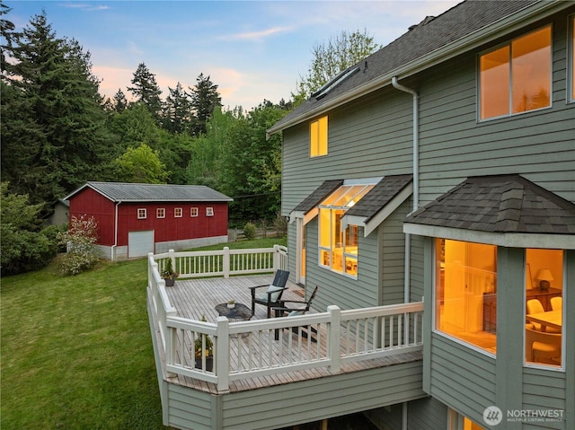 8484 NE County Park Rd, Bainbridge Island, WA 98110 - wooden terrace with a yard and a garage
