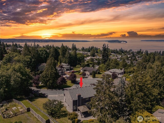 2423 Viewcrest Ave, Everett, WA 98203 - aerial view at dusk of a water view