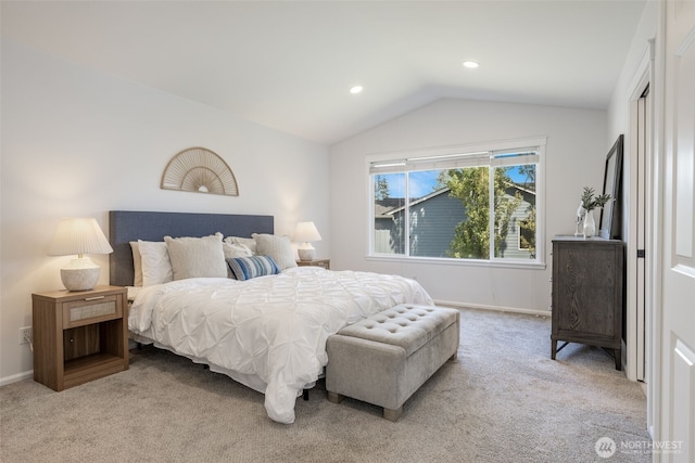 20347 86th Pl NE, Bothell, WA 98011 - bedroom with lofted ceiling, light carpet, baseboards, and recessed lighting