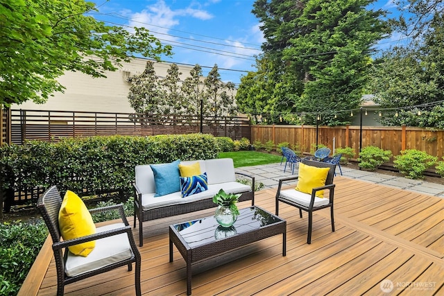 421 16th Ave E, Seattle, WA 98112 - wooden deck featuring a fenced backyard and outdoor lounge area
