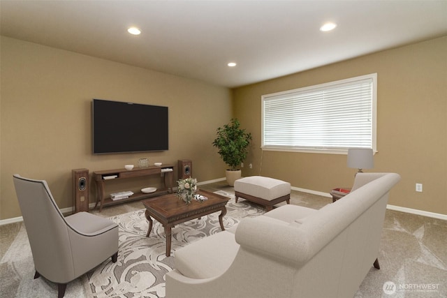 3612 Spyglass Dr NE, Tacoma, WA 98422 - carpeted living area featuring baseboards and recessed lighting