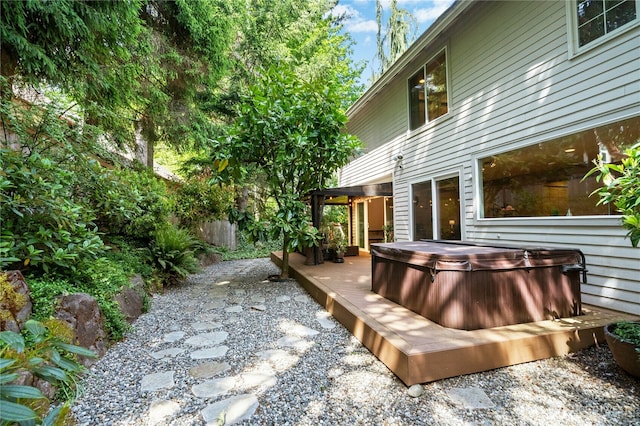 4877 167th Ave SE, Bellevue, WA 98006 - view of patio featuring a covered hot tub and a wooden deck