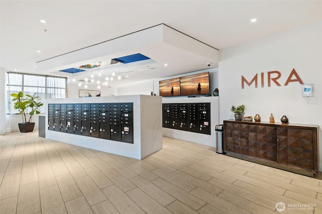 view of community featuring mail area and recessed lighting