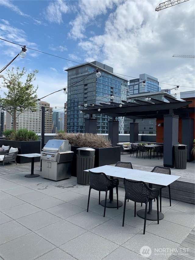 view of patio with outdoor dining space and area for grilling