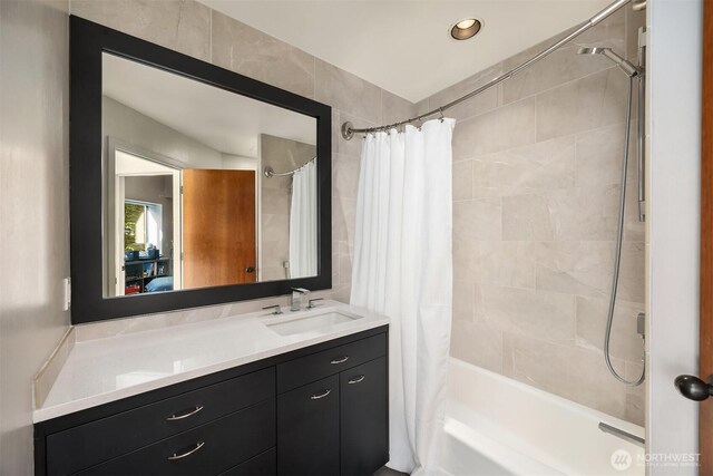 7703 W Mercer Way, Mercer Island, WA 98040 - bathroom with vanity and shower / bath combo