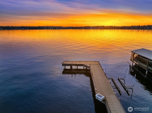 7703 W Mercer Way, Mercer Island, WA 98040 - dock area with a water view and boat lift