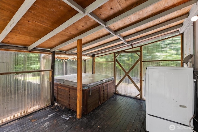 44119 Fir Rd, Gold Bar, WA 98251 - unfurnished sunroom featuring a jacuzzi and washer / dryer