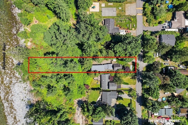 44119 Fir Rd, Gold Bar, WA 98251 - aerial perspective of suburban area featuring property parcel outlined