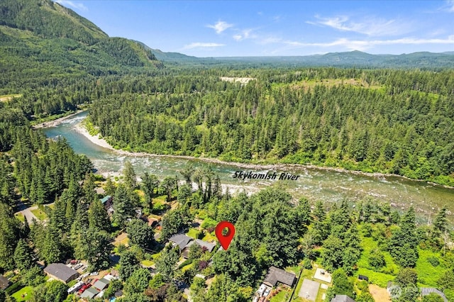 44119 Fir Rd, Gold Bar, WA 98251 - aerial view of property and surrounding area with a heavily wooded area and a water and mountain view