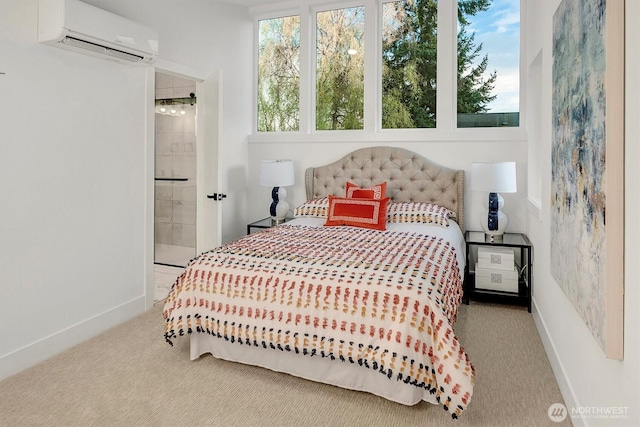 7350 21st Ave NW, Seattle, WA 98117 - carpeted bedroom featuring a wall unit AC and baseboards