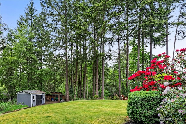 464 7th Ave, Fox Island, WA 98333 - view of green lawn featuring a shed and an outdoor structure