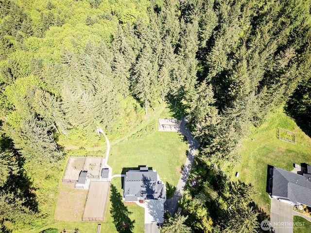 bird's eye view of a heavily wooded area