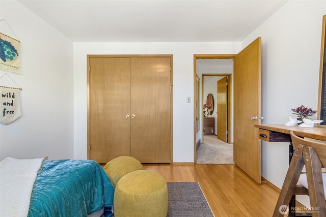 4839 S Mead St, Seattle, WA 98118 - bedroom featuring light wood finished floors and a closet