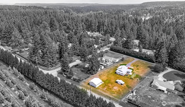 aerial view of a heavily wooded area