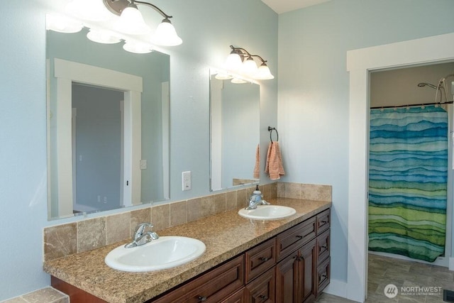 full bathroom featuring double vanity