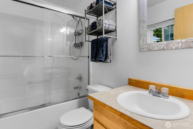17421 73rd Ave NE, Arlington, WA 98223 - bathroom with toilet, enclosed tub / shower combo, and vanity