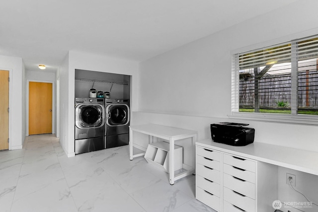 17421 73rd Ave NE, Arlington, WA 98223 - laundry room with independent washer and dryer and light marble finish floors