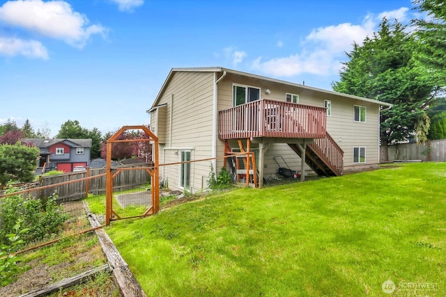 17421 73rd Ave NE, Arlington, WA 98223 - back of house with stairway and a wooden deck