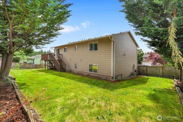 17421 73rd Ave NE, Arlington, WA 98223 - rear view of property with stairs and a wooden deck